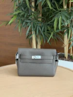 Мужская сумка мессенджер Hermes серого цвета, артикул 344815