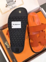 Женские шлепанцы Hermes оранжевого цвета, артикул 344830 — фото 5