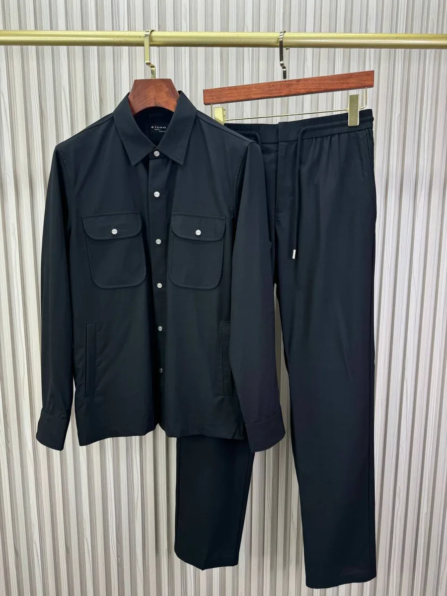 344996_1 Мужской костюм Kiton чёрного цвета, артикул 344996