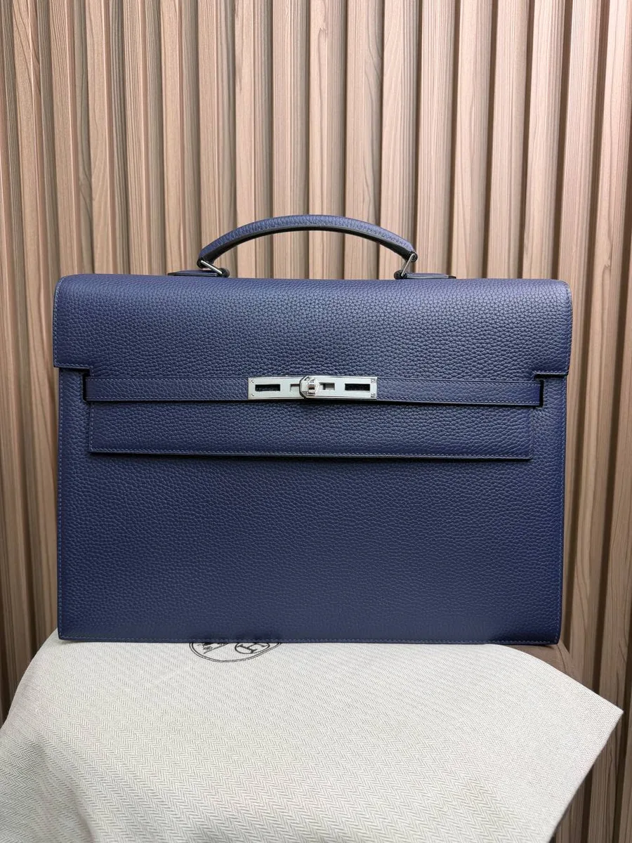 345015_1 Мужской портфель Hermes тёмно-синего цвета, артикул 345015