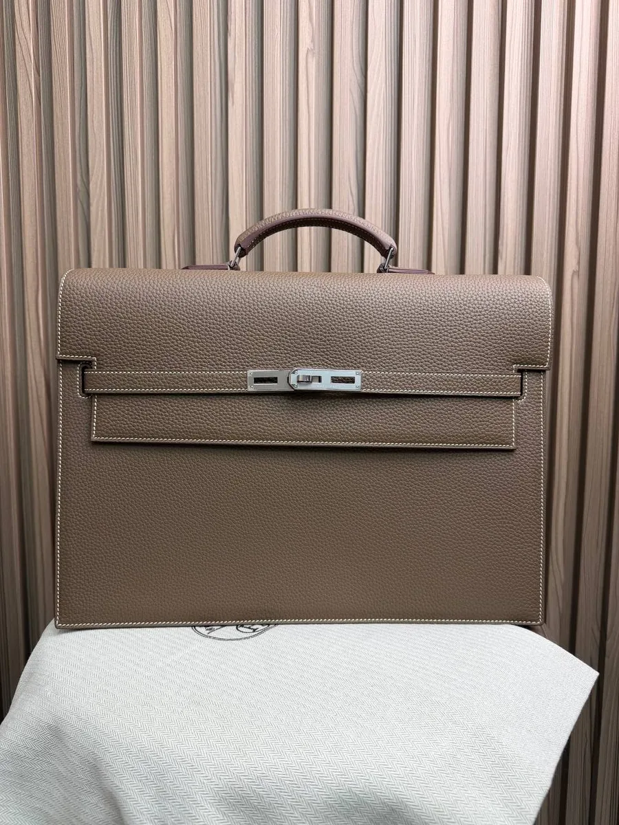 345017_1 Мужской портфель Hermes коричневого цвета, артикул 345017