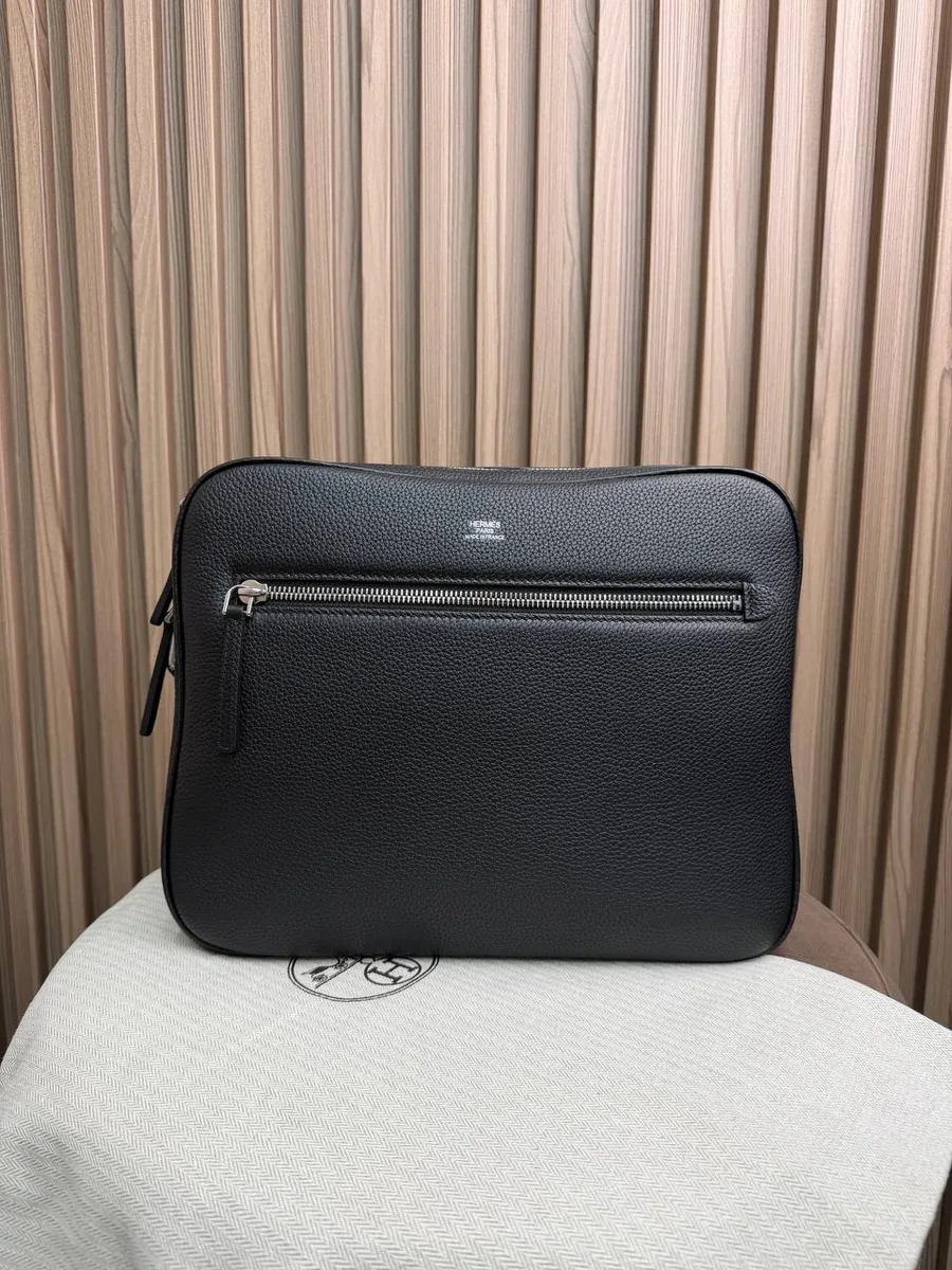 345024_1 Мужская сумка мессенджер Hermes чёрного цвета, артикул 345024