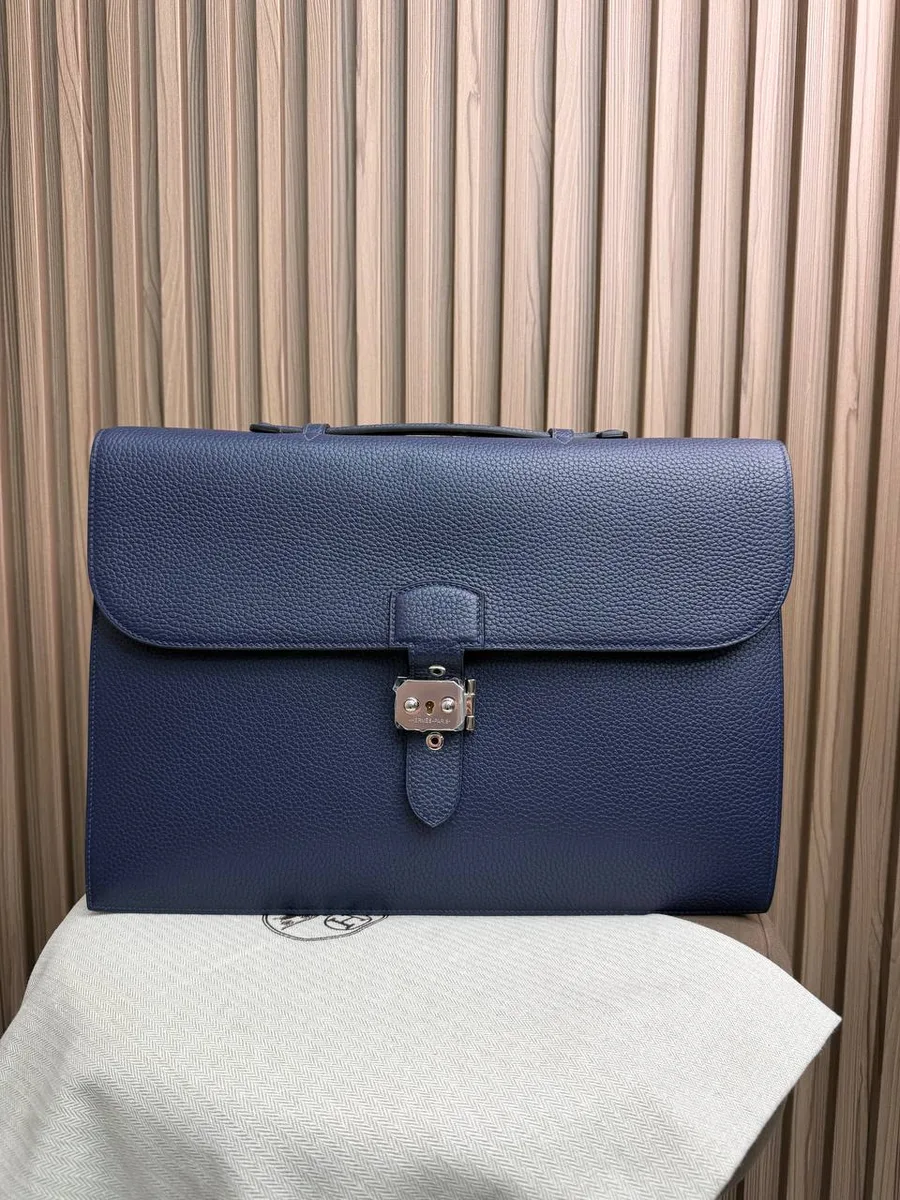 345025_1 Мужской портфель Hermes тёмно-синего цвета, артикул 345025