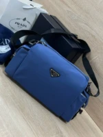Мужская сумка мессенджер Prada синего цвета, артикул 345038