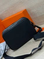 Мужская сумка мессенджер Hermes чёрного цвета, артикул 345039