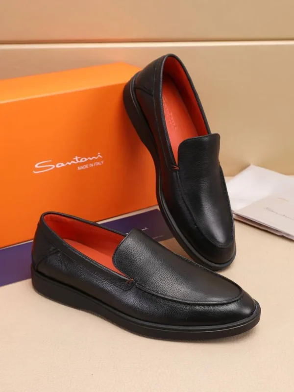 Мужские лоферы Santoni чёрного цвета, артикул 345075