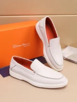Мужские лоферы Santoni белого цвета, артикул 345076