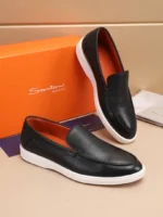 Мужские лоферы Santoni чёрного цвета, артикул 345077