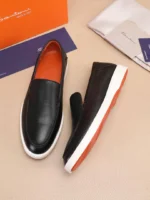Мужские лоферы Santoni чёрного цвета, артикул 345077 — фото 4