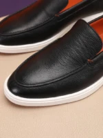 Мужские лоферы Santoni чёрного цвета, артикул 345077 — фото 6