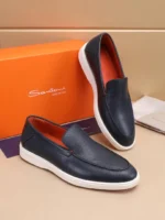 Мужские лоферы Santoni тёмно-синего цвета, артикул 345078