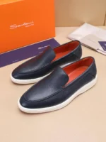 Мужские лоферы Santoni тёмно-синего цвета, артикул 345078 — фото 3
