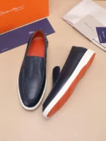 Мужские лоферы Santoni тёмно-синего цвета, артикул 345078 — фото 4