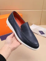 Мужские лоферы Santoni тёмно-синего цвета, артикул 345078 — фото 5