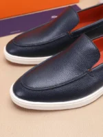 Мужские лоферы Santoni тёмно-синего цвета, артикул 345078 — фото 6