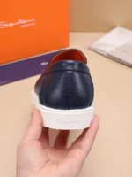 Мужские лоферы Santoni тёмно-синего цвета, артикул 345078 — фото 8