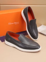 Мужские лоферы Santoni серого цвета, артикул 345080