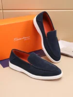 Мужские лоферы Santoni тёмно-синего цвета, артикул 345082