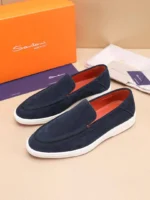 Мужские лоферы Santoni тёмно-синего цвета, артикул 345082 — фото 3