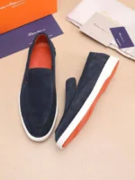 Мужские лоферы Santoni тёмно-синего цвета, артикул 345082 — фото 4