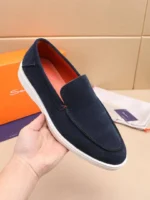 Мужские лоферы Santoni тёмно-синего цвета, артикул 345082 — фото 5