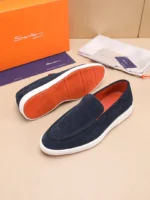Мужские лоферы Santoni тёмно-синего цвета, артикул 345082 — фото 7