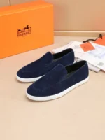 Мужские лоферы Hermes тёмно-синего цвета, артикул 345088 — фото 3