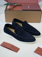 Мужские лоферы Loro Piana тёмно-синего цвета, артикул 345139 — фото 3