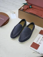 Мужские лоферы Loro Piana синего цвета, артикул 345141
