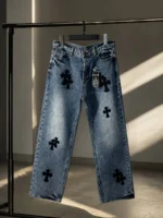 Мужские джинсы Chrome Hearts синего цвета, артикул 345273