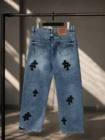 Мужские джинсы Chrome Hearts синего цвета, артикул 345273 — фото 2