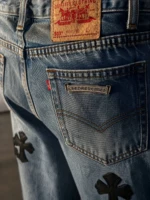 Мужские джинсы Chrome Hearts синего цвета, артикул 345273 — фото 3