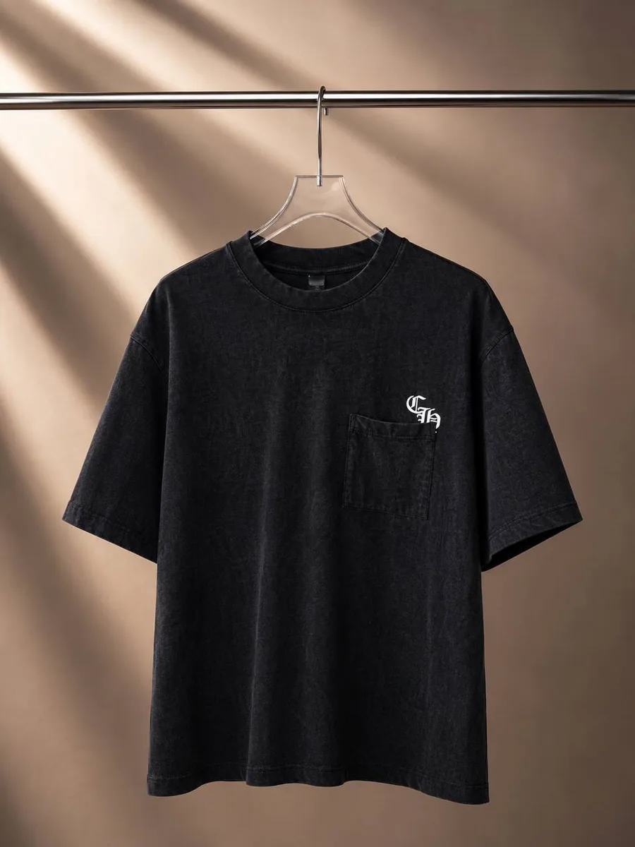 345282_1 Мужская футболка Chrome Hearts чёрного цвета, артикул 345282