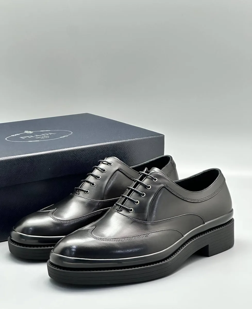 345285_1 Мужские дерби Prada чёрного цвета, артикул 345285