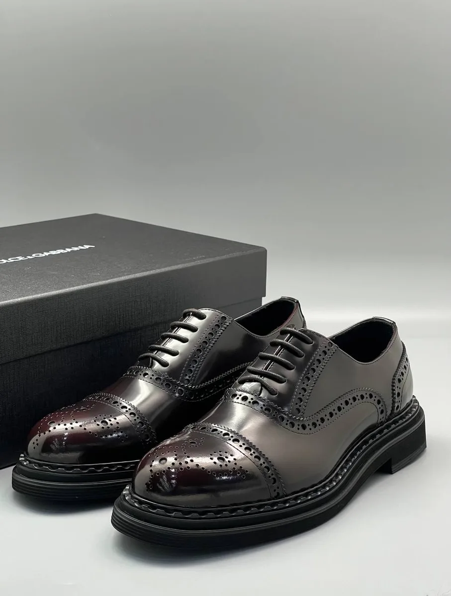 345289_1 Мужские дерби Dolce Gabbana бордового цвета, артикул 345289