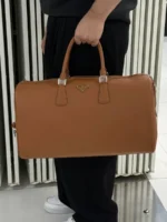 Мужская дорожная сумка Prada коричневого цвета, артикул 345315 — фото 7