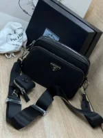 Мужская сумка мессенджер Prada чёрного цвета, артикул 345317