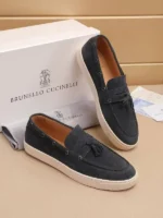 Мужские лоферы Brunello Cucinelli серого цвета, артикул 345459