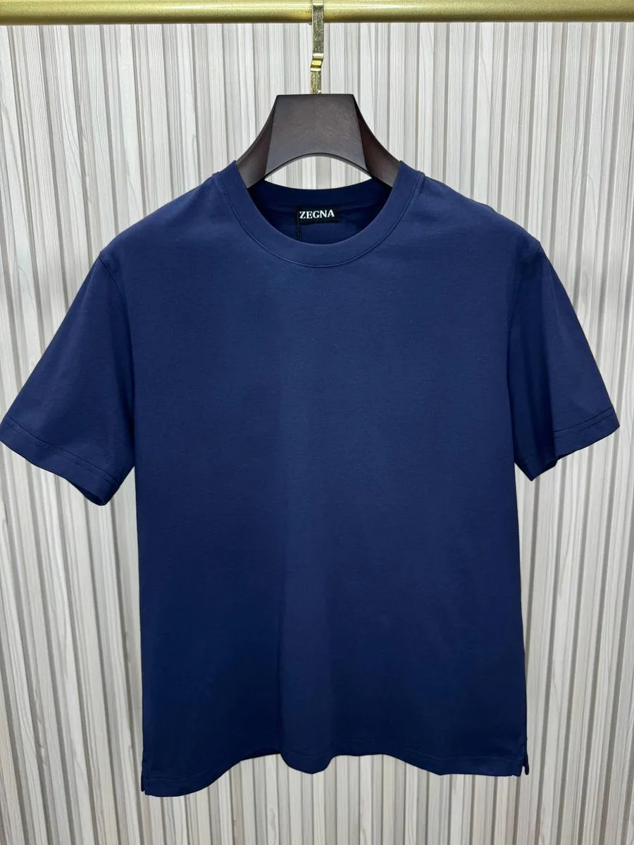345479_1 Мужская футболка Zegna тёмно-синего цвета, артикул 345479