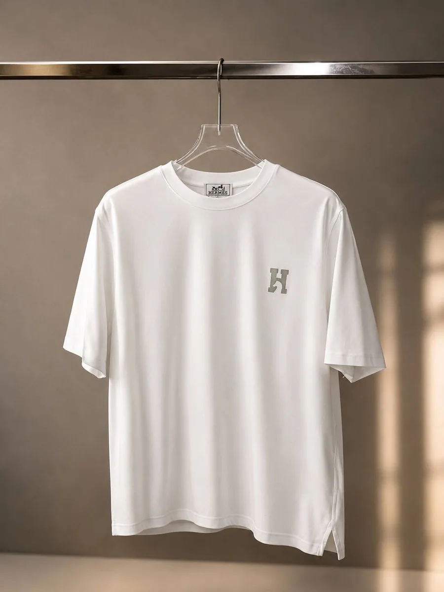 345511_1 Мужская футболка Hermes белого цвета, артикул 345511