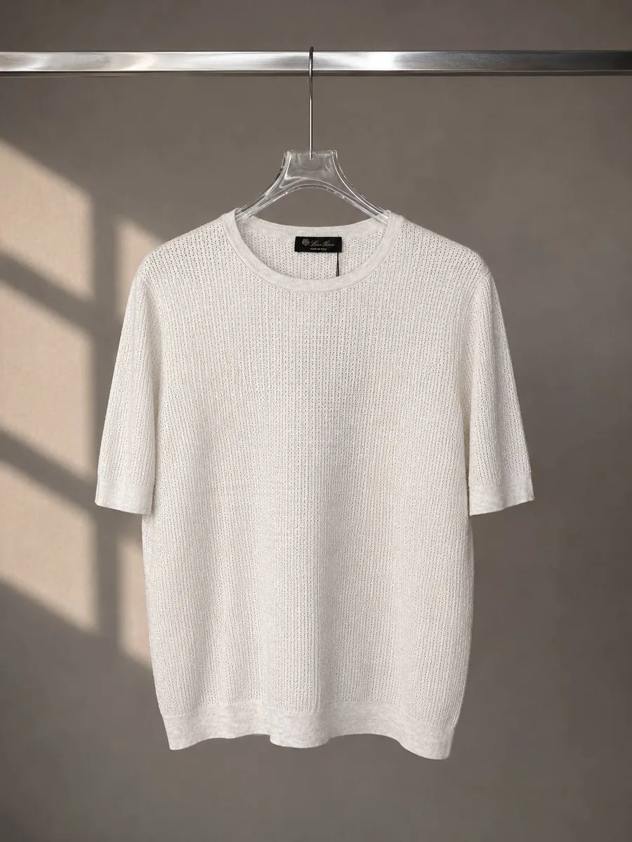 345514_1 Мужская футболка Loro Piana белого цвета, артикул 345514
