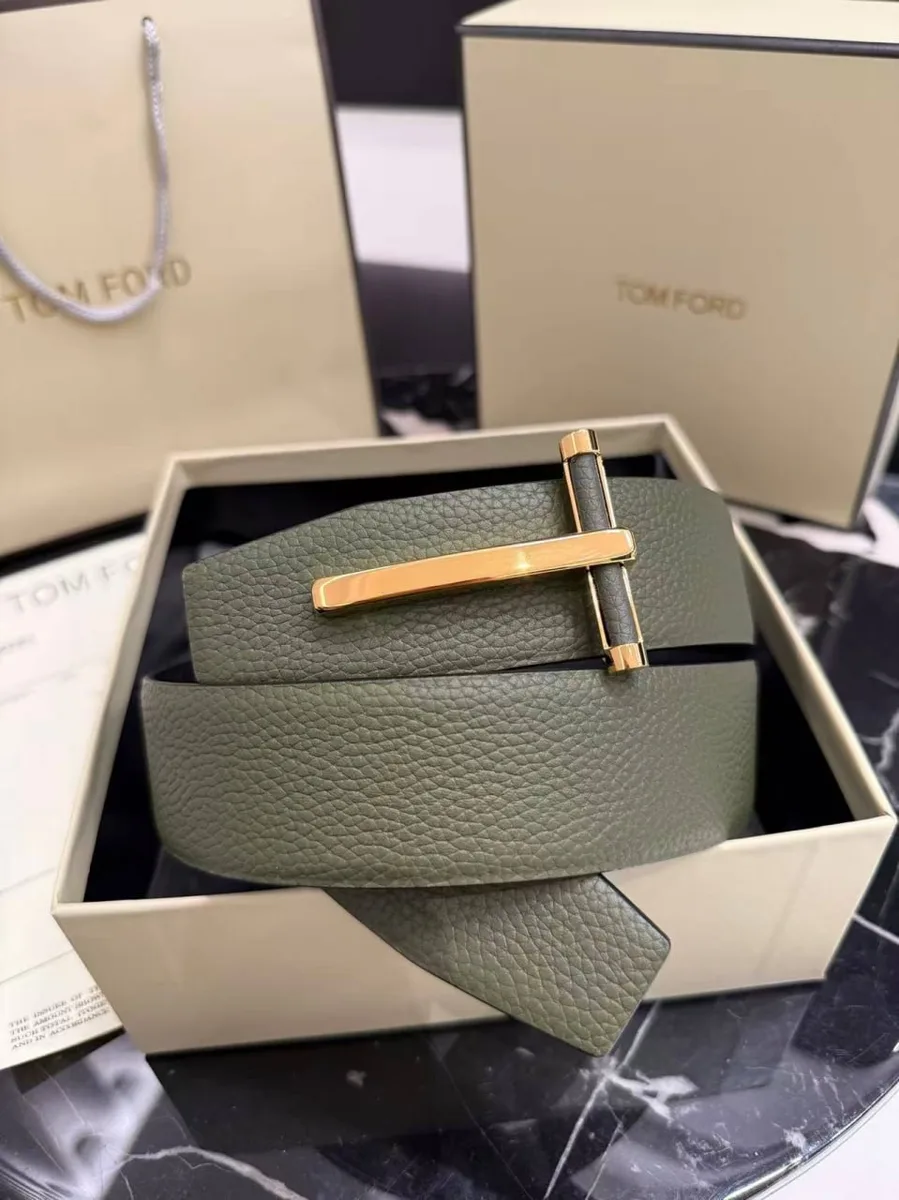 345518_1 Мужской ремень Tom Ford цвета хаки, артикул 345518