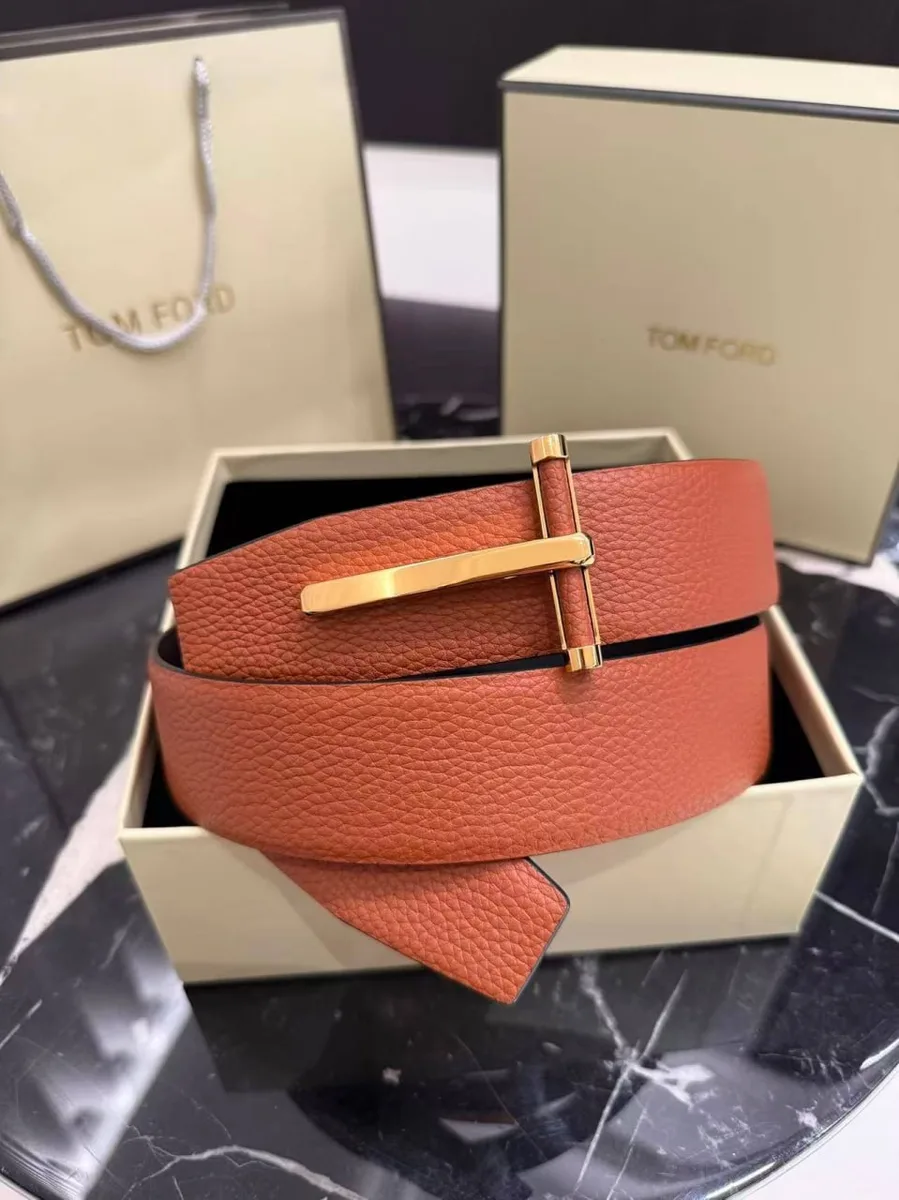 345521_1 Мужской ремень Tom Ford оранжевого цвета, артикул 345521