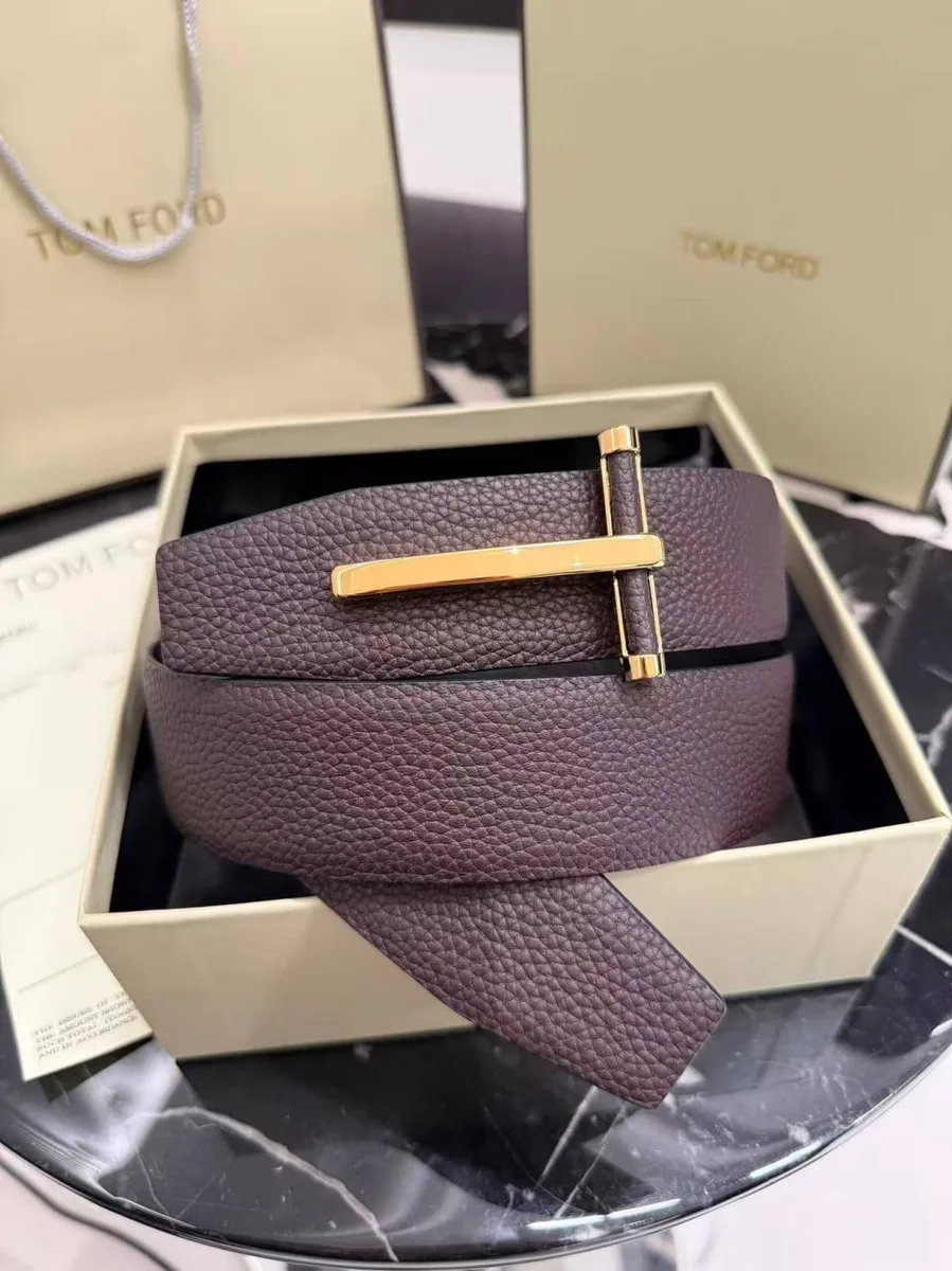 345522_1 Мужской ремень Tom Ford бордового цвета, артикул 345522