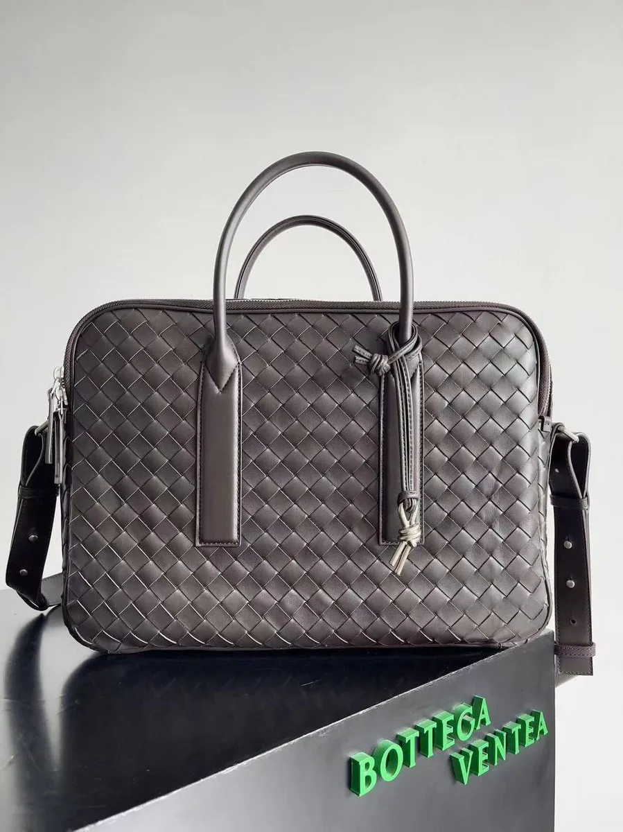 345542_1 Мужской портфель Bottega Veneta коричневого цвета, артикул 345542