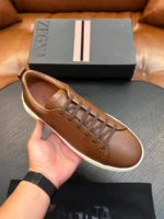 Мужские кеды Zegna коричневого цвета, артикул 345790 — фото 3