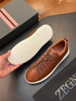 Мужские кеды Zegna коричневого цвета, артикул 345790 — фото 4