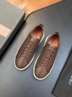Мужские кеды Zegna коричневого цвета, артикул 345792