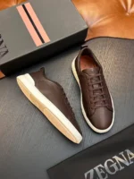 Мужские кеды Zegna коричневого цвета, артикул 345792 — фото 2
