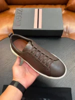 Мужские кеды Zegna коричневого цвета, артикул 345792 — фото 4